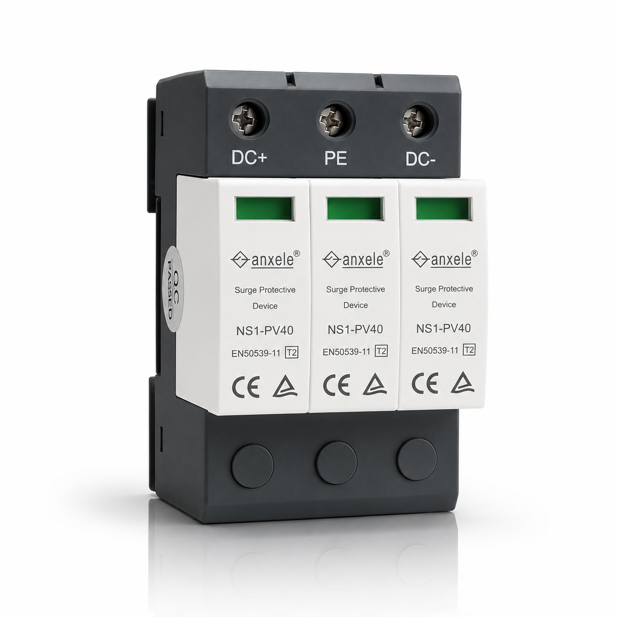 Surge DC อุปกรณ์ป้องกันไฟกระชากกระแสตรง 3P 1000V Type2 40kA (8/20 µs) มาตรฐาน IEC/EN 61643-31