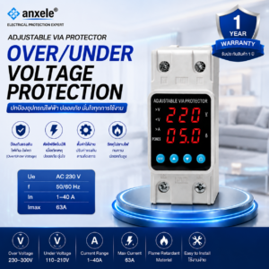Over under voltage protection Ue: AC 230 V f: 50/60 Hz In: 1–40 A Imax: 63A warranty 1Y