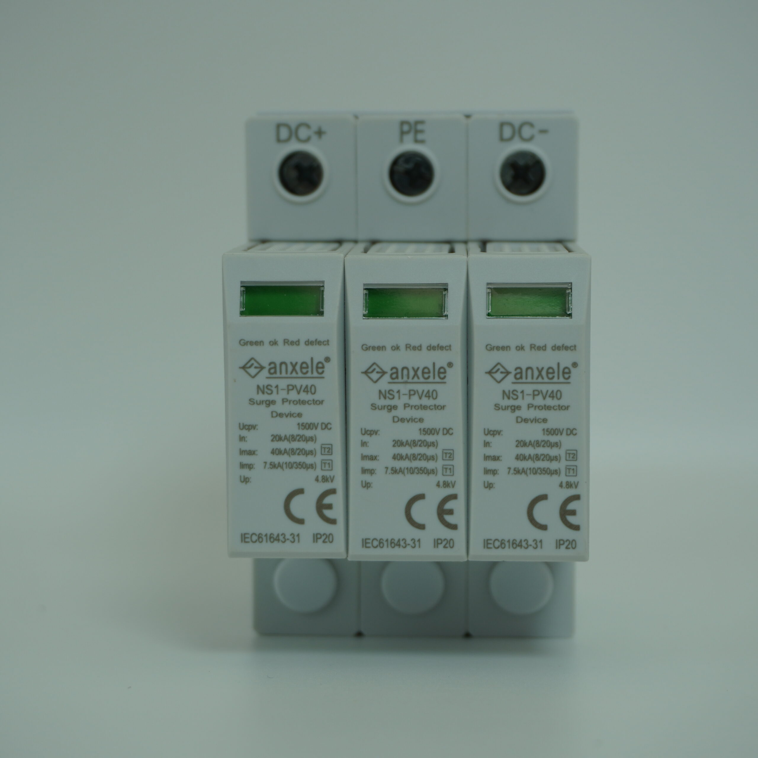 Surge Protector DC1500V 3P Type 1+2 Ucpv :1500VDC 3P Type 1+2 (7.5 kA ) IEC/EN61643-31 warranty 1Y