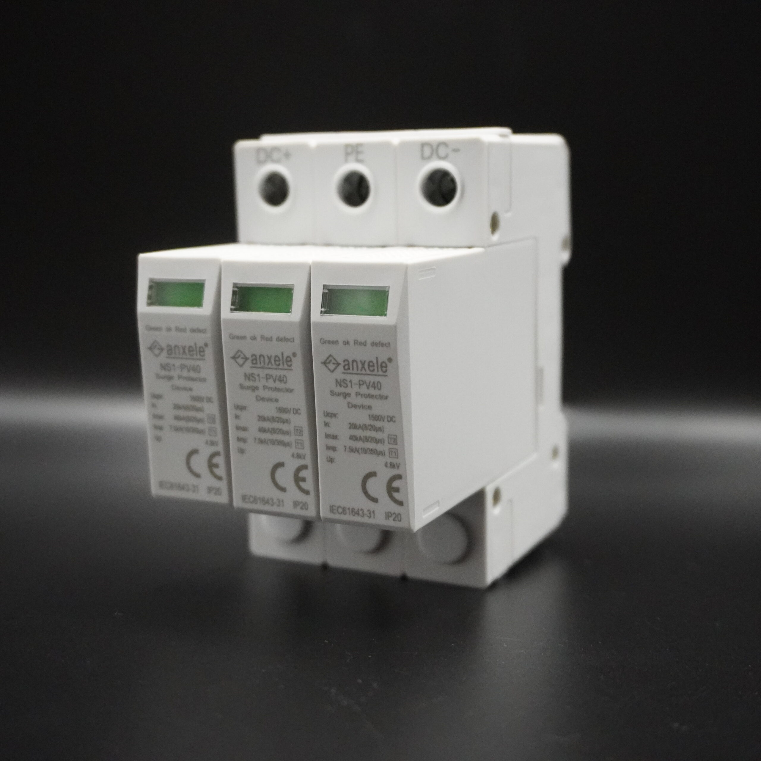 Surge Protector DC1500V 3P Type 1+2 Ucpv :1500VDC 3P Type 1+2 (7.5 kA ) IEC/EN61643-31 warranty 1Y