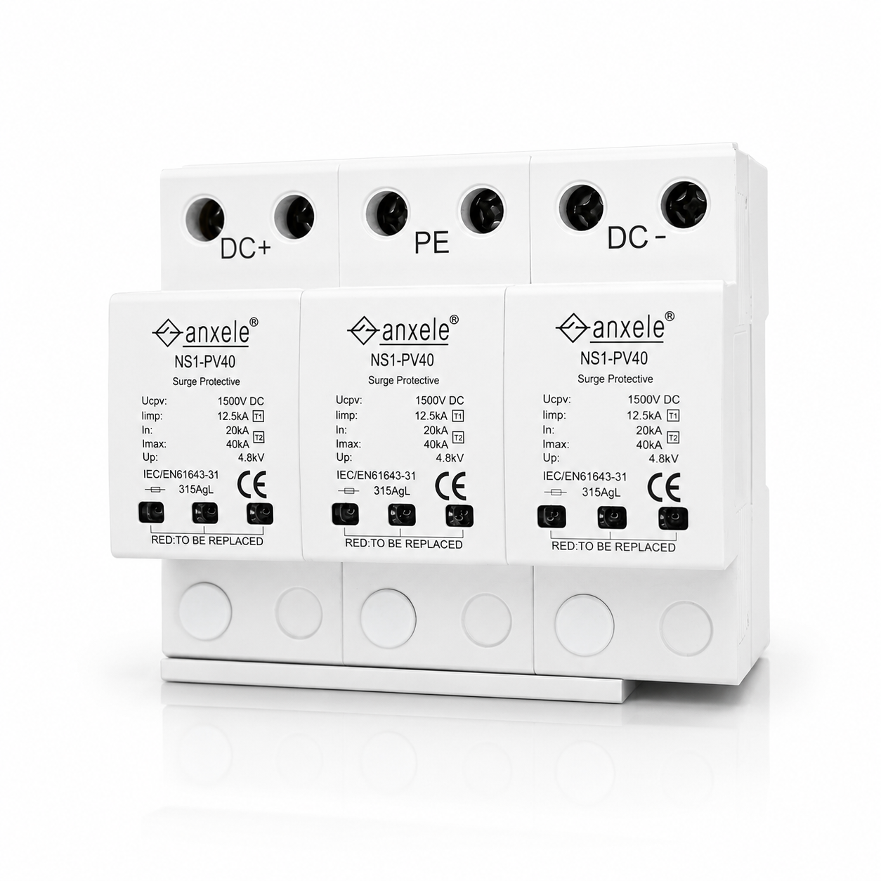DC Surge Protectors 3P 1500V SPD1/2-1500V 12.5ka (10/350µs) มาตรฐานรับรอง IEC / EN 61643-31