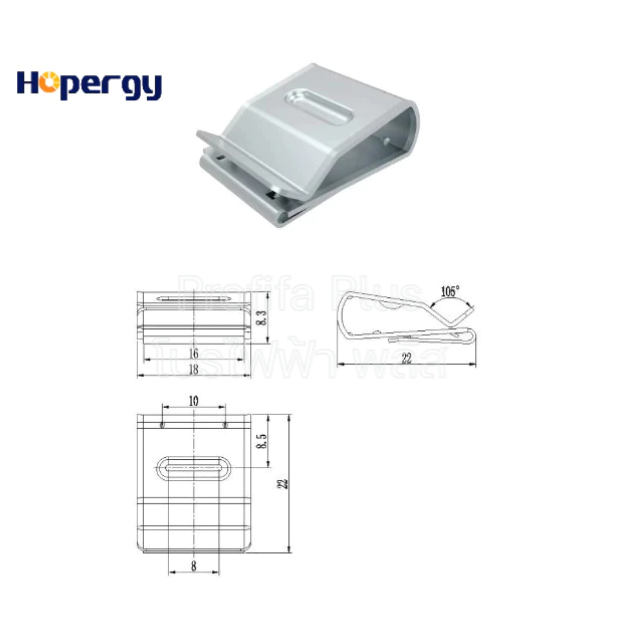 ตัวเก็บสายใต้แผงโซลาร์เซลล์ (Two Line Panel Cable Clip) แบรนด์ HOPERGY