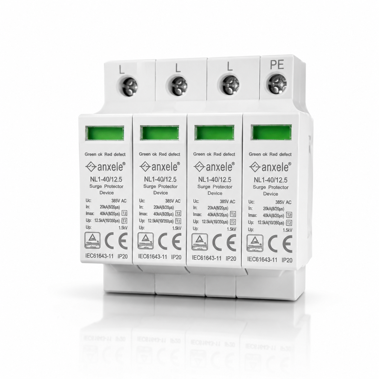 Surge AC Surge Protection Device 4P 385V Imax : 40KA Iimp : 12.5kA T1+T2 IEC61643-11 warranty 1Y